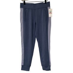 NWT Gaiam Uptown Lounge Hudson Racing Stripe Jogger Size Small Blue